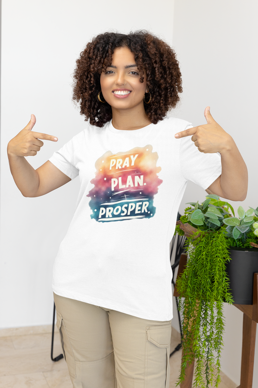 Motivational Graphic Tee for Daily Inspiration, Pray Plan Prosper Shirt, Unisex Short Sleeve T-Shirt, Positive Affirmation Wear, Ideal [...]