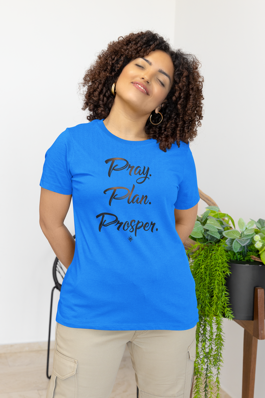 Inspirational Quote Tee, Pray Plan Prosper Shirt, Motivational T-Shirt, Unisex Casual Wear, Gifts for Dreamers, Comfortable Everyday Tee