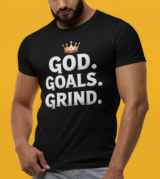 Motivational Tee: God Goals Grind | Unisex Jersey Tee for Dreamers | Gift for Him/Her | Casual Wear | Fitness & Hustle