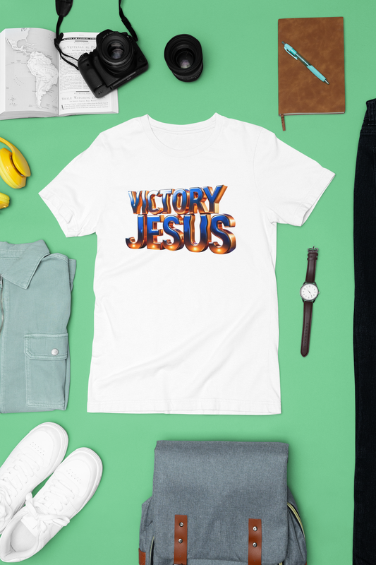 Victory Jesus Unisex Jersey Tee, Faith T-Shirt, Christian Apparel, Inspirational Gift, Spiritual Tee, Religious Style