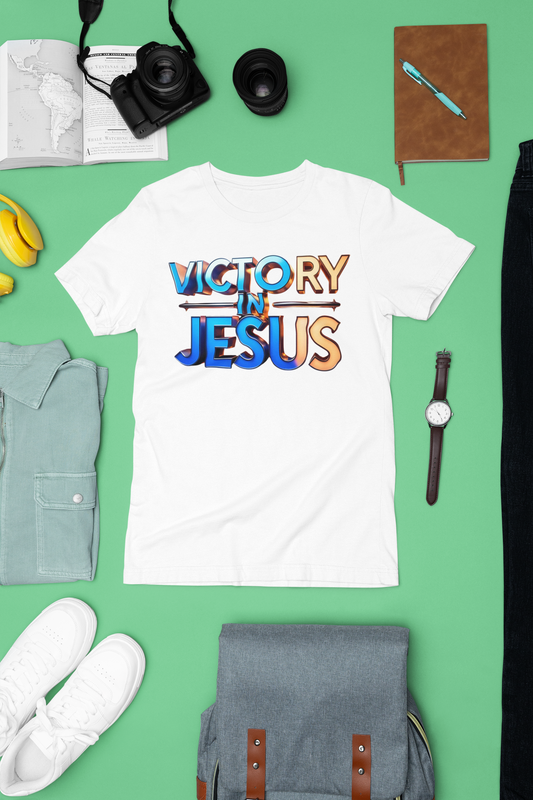 Victory in Jesus Unisex Tee, Inspirational Christian Shirt, Faith-Based Apparel, Gift for Believers, Casual Church Wear, Spiritual T-Shirt