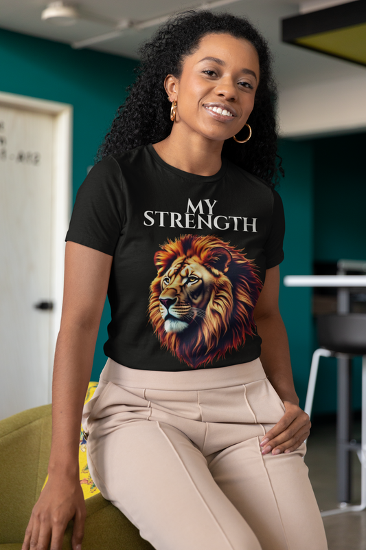 Empowering Lion Graphic Tee, Unisex Strength T-Shirt, Motivational Apparel, Gift for Him/Her, Inspirational Short Sleeve Shirt