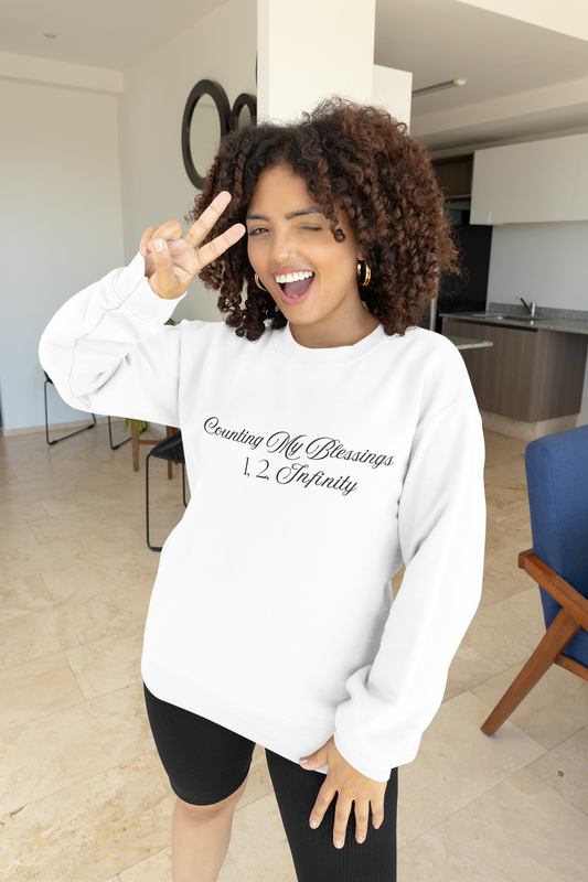 Counting My Blessings Sweatshirt, Cozy Crewneck Gift for Mom, Inspirational Crew Sweatshirt, Casual Everyday Wear, Holiday Gift Idea
