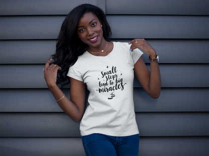 Inspirational Short Sleeve Tee - Small Steps Lead to Big Miracles, Motivational Shirt, Gift for Dreamers, Positive Affirmation Tee, [...]