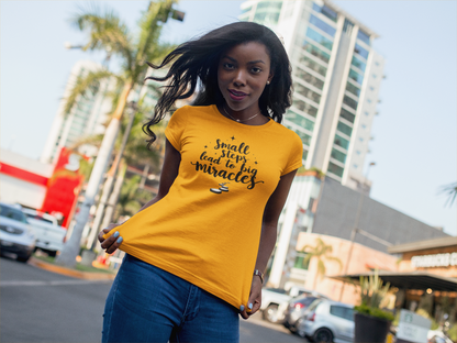 Inspirational Short Sleeve Tee - Small Steps Lead to Big Miracles, Motivational Shirt, Gift for Dreamers, Positive Affirmation Tee, [...]