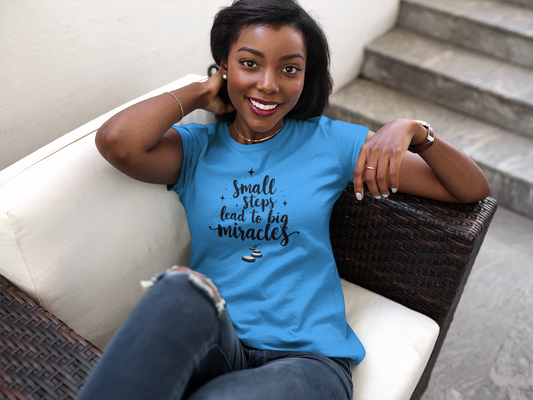 Inspirational Short Sleeve Tee - Small Steps Lead to Big Miracles, Motivational Shirt, Gift for Dreamers, Positive Affirmation Tee, [...]