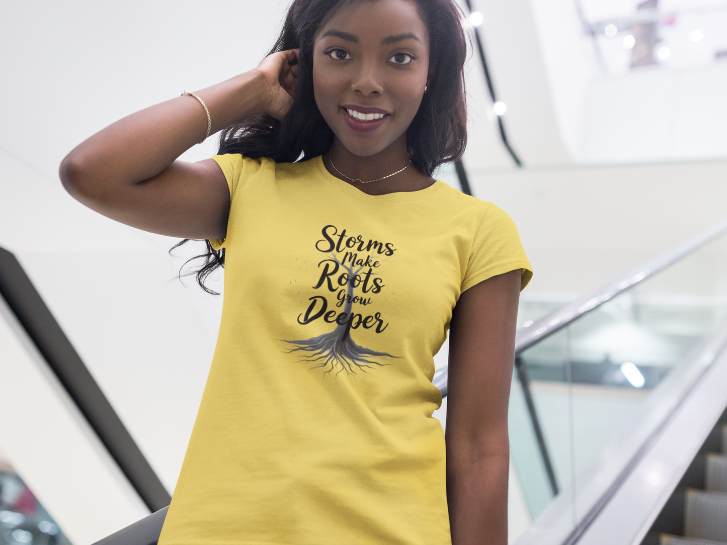 Unisex Inspirational Tee - "Storms Make Roots Grow Deeper" | Motivational Shirt, Nature Lover Gift, Casual Wear, Self-Care Reminder