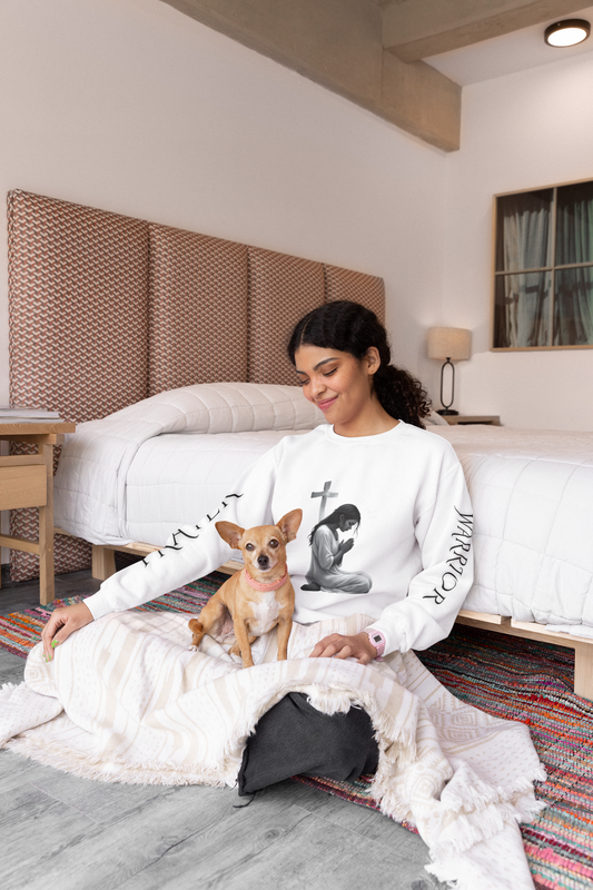 Prayer Warrior Crewneck Sweatshirt | Faith-Inspired Apparel, Inspirational Gift, Cozy Layer for Prayer, Unisex Sweatshirt
