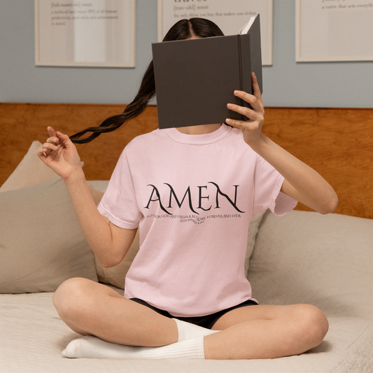 Stylish Unisex Garment-Dyed T-Shirt with 'Amen' Design, Faith-Based Apparel, Casual Wear, Comfortable Tee, Perfect Gift for Believers