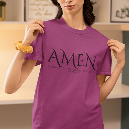 Stylish Unisex Garment-Dyed T-Shirt with 'Amen' Design, Faith-Based Apparel, Casual Wear, Comfortable Tee, Perfect Gift for Believers