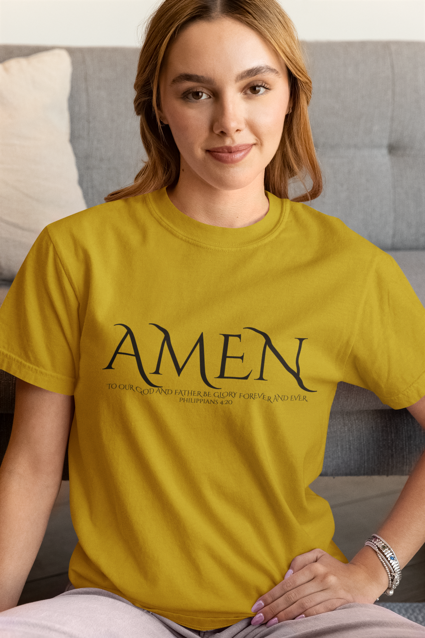 Stylish Unisex Garment-Dyed T-Shirt with 'Amen' Design, Faith-Based Apparel, Casual Wear, Comfortable Tee, Perfect Gift for Believers