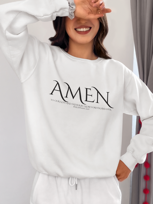 Amen Unisex Crewneck Sweatshirt, Cozy Religious Apparel, Gift for Faith Lovers, Inspirational Sweatshirt, Everyday Comfort