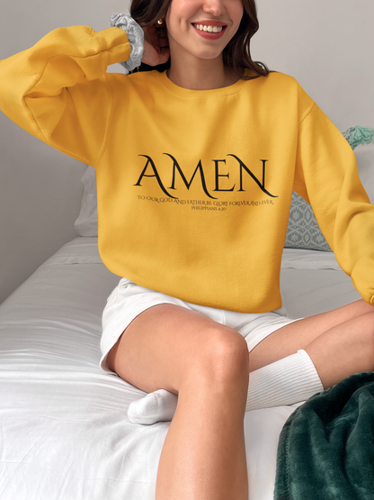 Amen Unisex Crewneck Sweatshirt, Cozy Religious Apparel, Gift for Faith Lovers, Inspirational Sweatshirt, Everyday Comfort