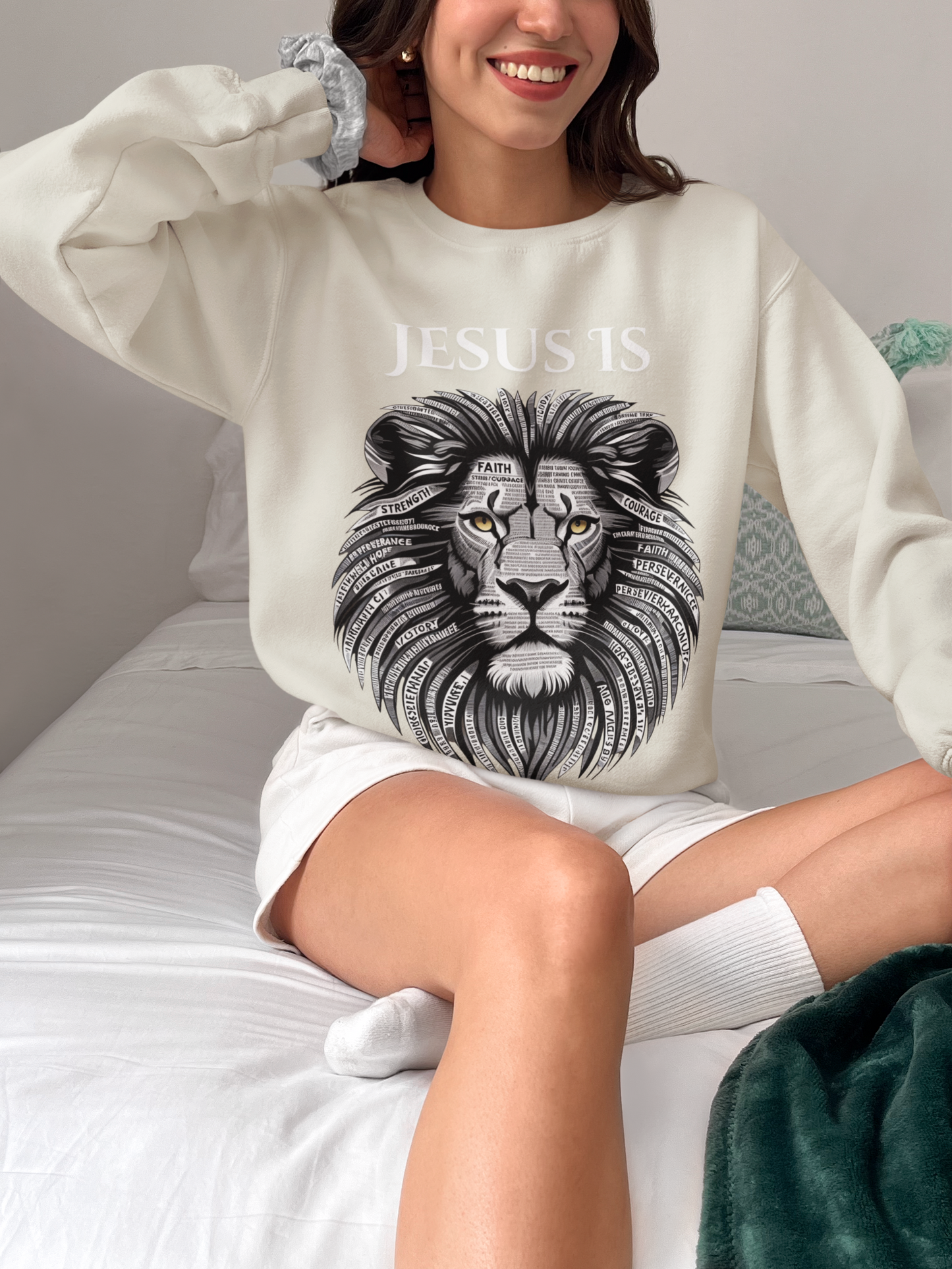 Roaring Faith Crewneck Sweatshirt - Inspiring Lion Design, Unisex Casual Wear, Christian Apparel, Perfect for Gifts, Church Events
