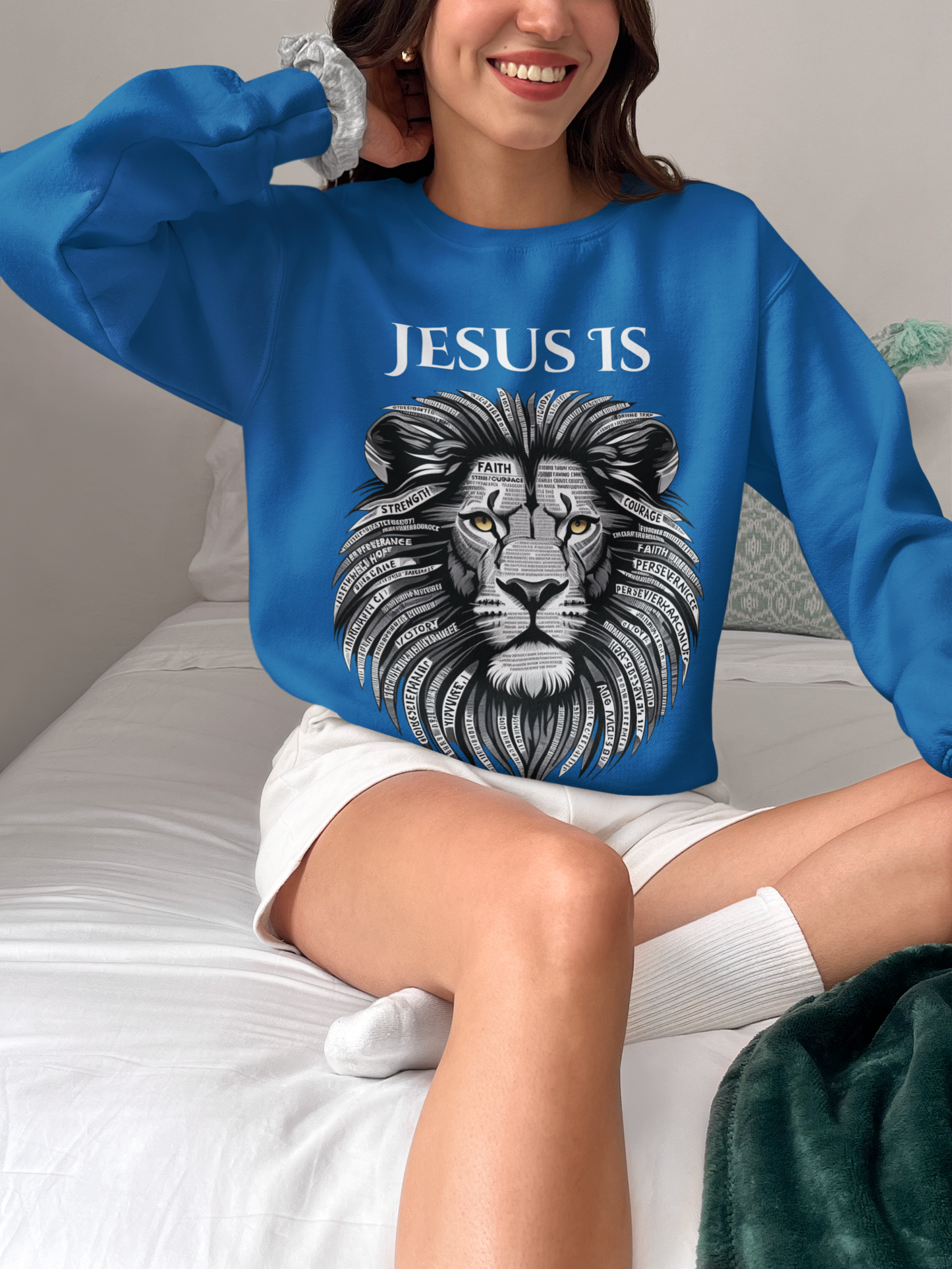Roaring Faith Crewneck Sweatshirt - Inspiring Lion Design, Unisex Casual Wear, Christian Apparel, Perfect for Gifts, Church Events