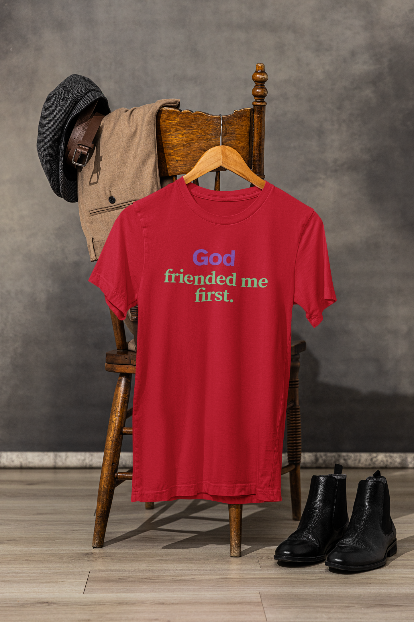 God friended me first, Shirt for Casual Wear, Faith-Based Gift, Spiritual Apparel, Everyday Comfort