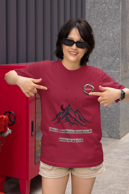 Mountain Moon Graphic Tee — Minimalist Nature T-Shirt with Celestial Design