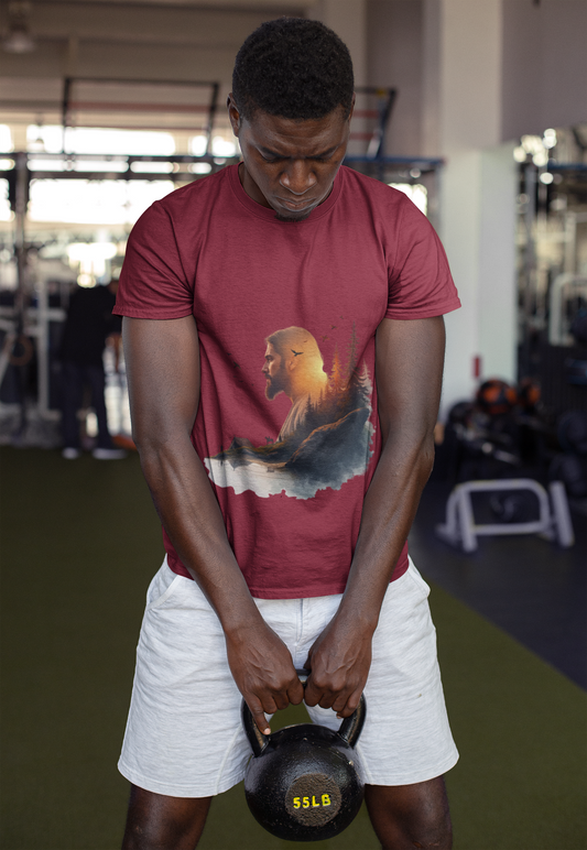 Jesus Nature Silhouette T-Shirt — Wilderness Double Exposure Graphic Tee