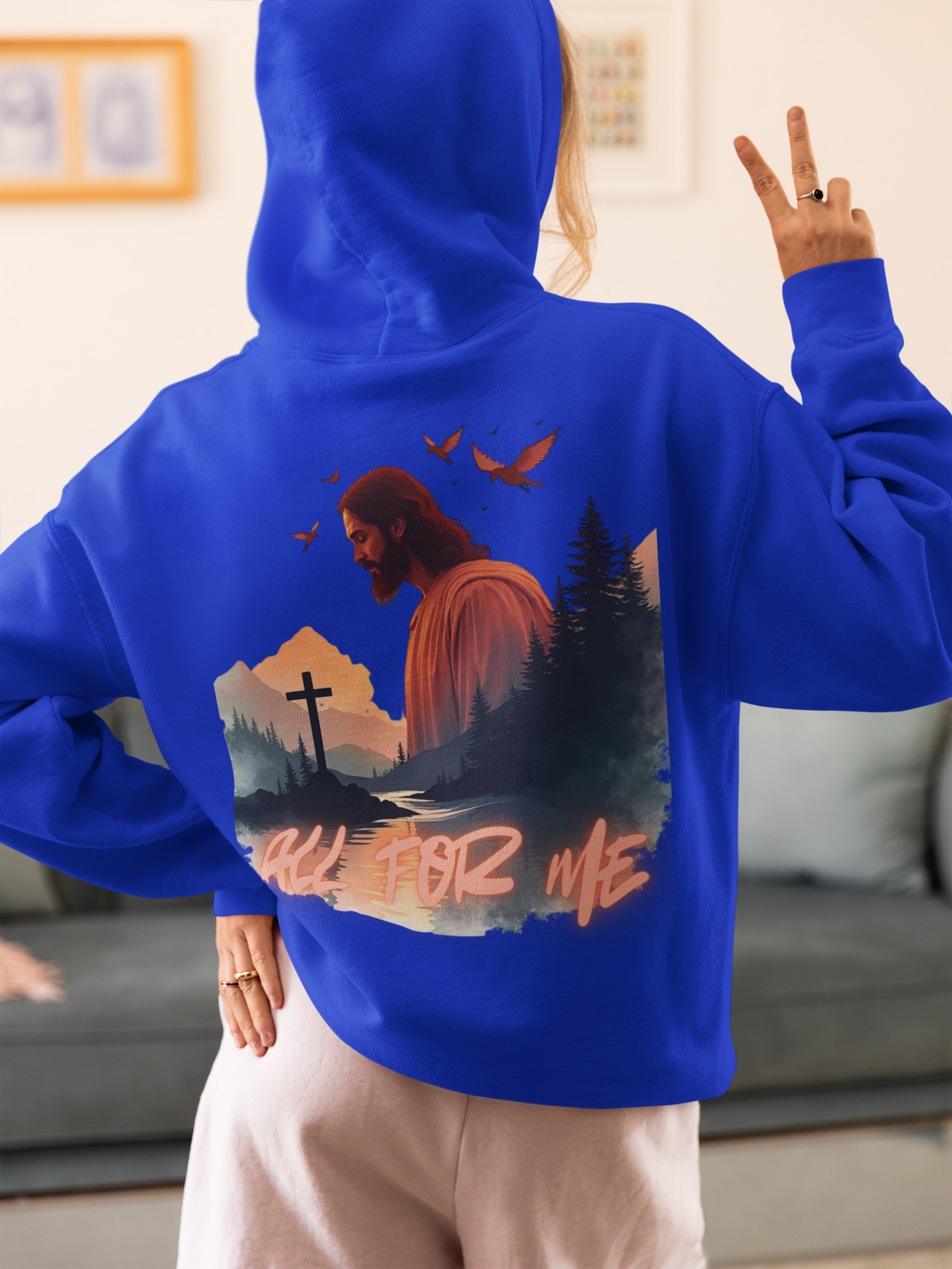 Jesus Cross Zip Hoodie - 'All For Me' Christian Full-Zip Sweatshirt