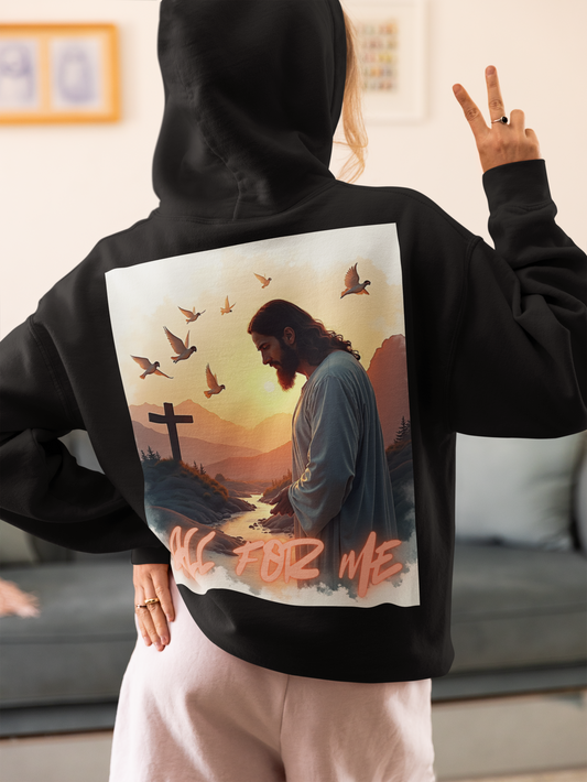 All For Me Jesus Cross Zip-Up Hoodie — Christian Faith Full-Zip Sweatshirt
