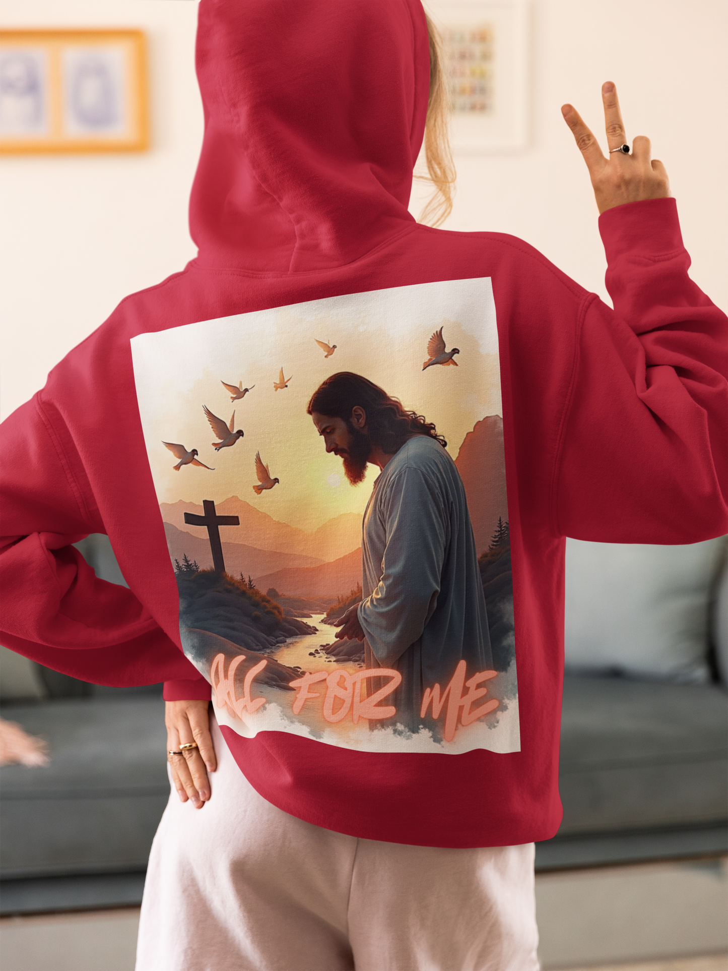 All For Me Jesus Cross Zip-Up Hoodie — Christian Faith Full-Zip Sweatshirt