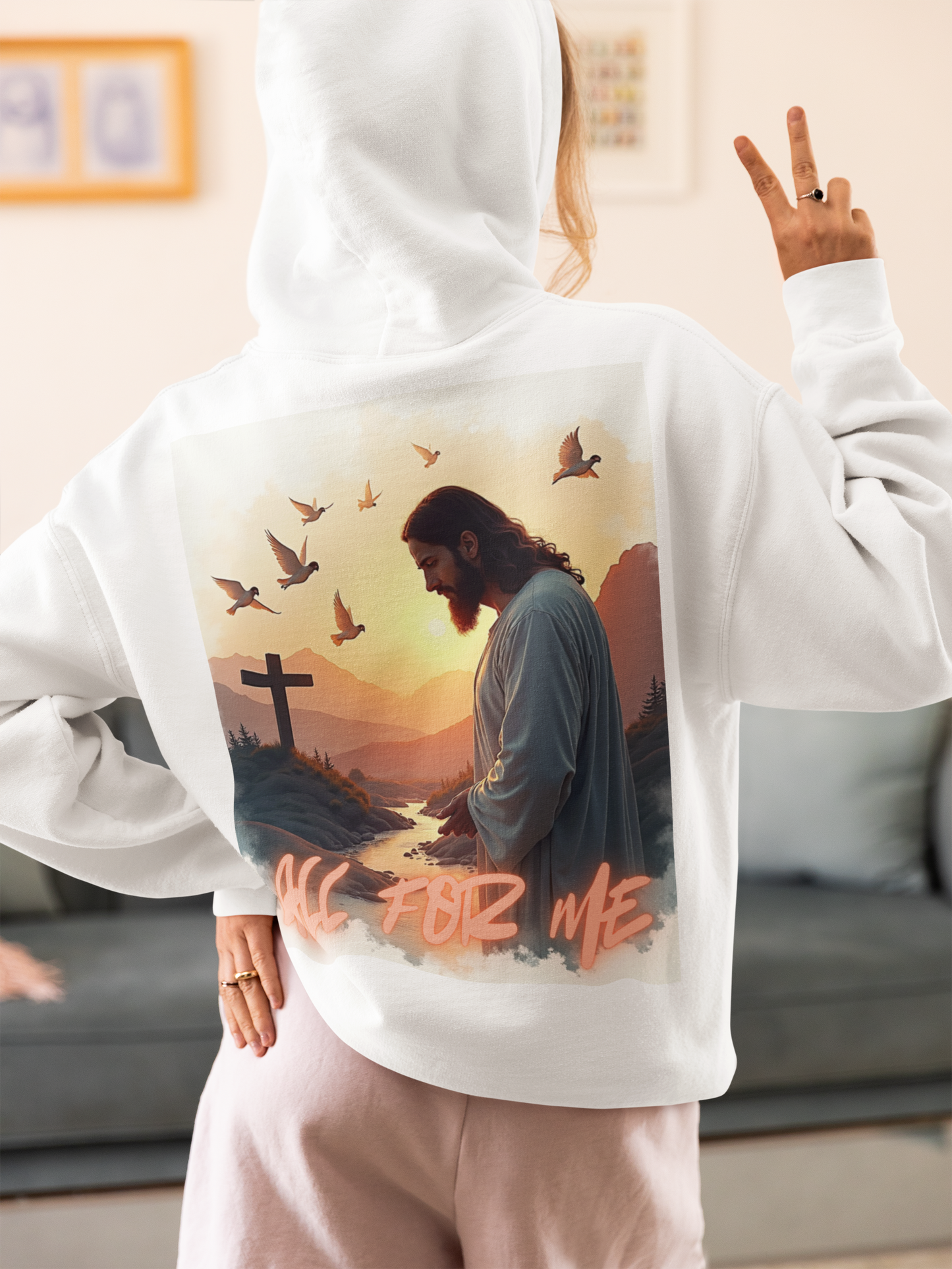 All For Me Jesus Cross Zip-Up Hoodie — Christian Faith Full-Zip Sweatshirt