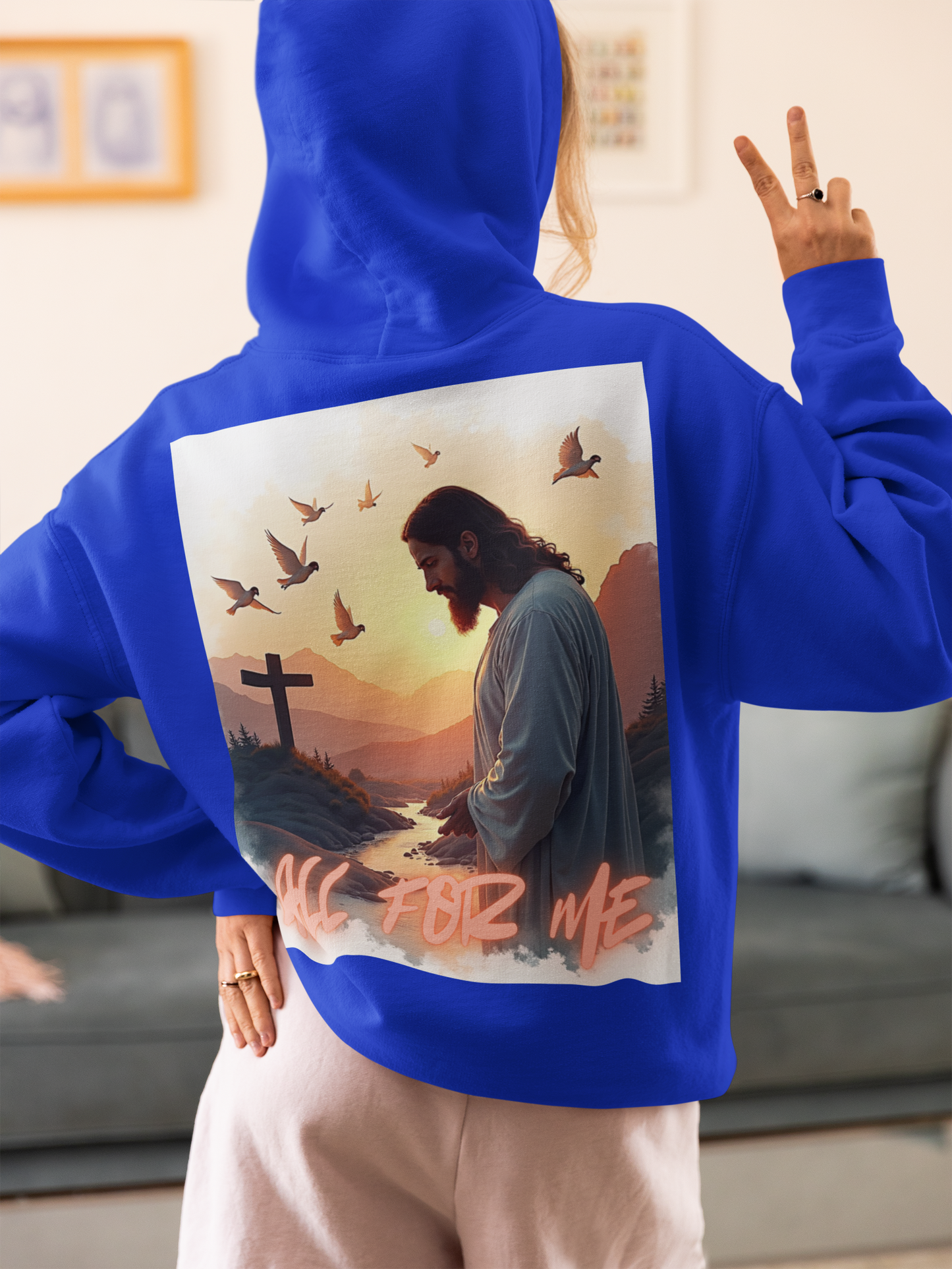 All For Me Jesus Cross Zip-Up Hoodie — Christian Faith Full-Zip Sweatshirt