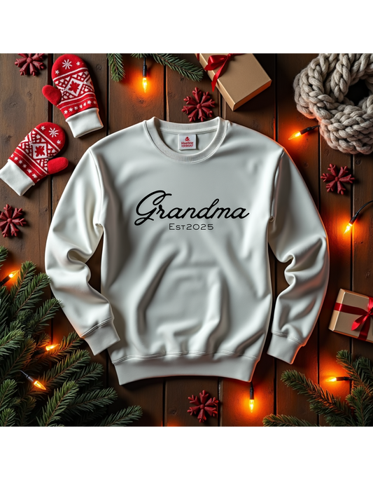 Grandma Embroidered Script Crewneck Sweatshirt — Cozy Gift for Grandmothers