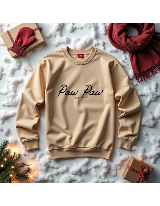 Paw Paw Est. 2025 Embroidered Crewneck Sweatshirt — Cozy Casual Pet Mom Pullover