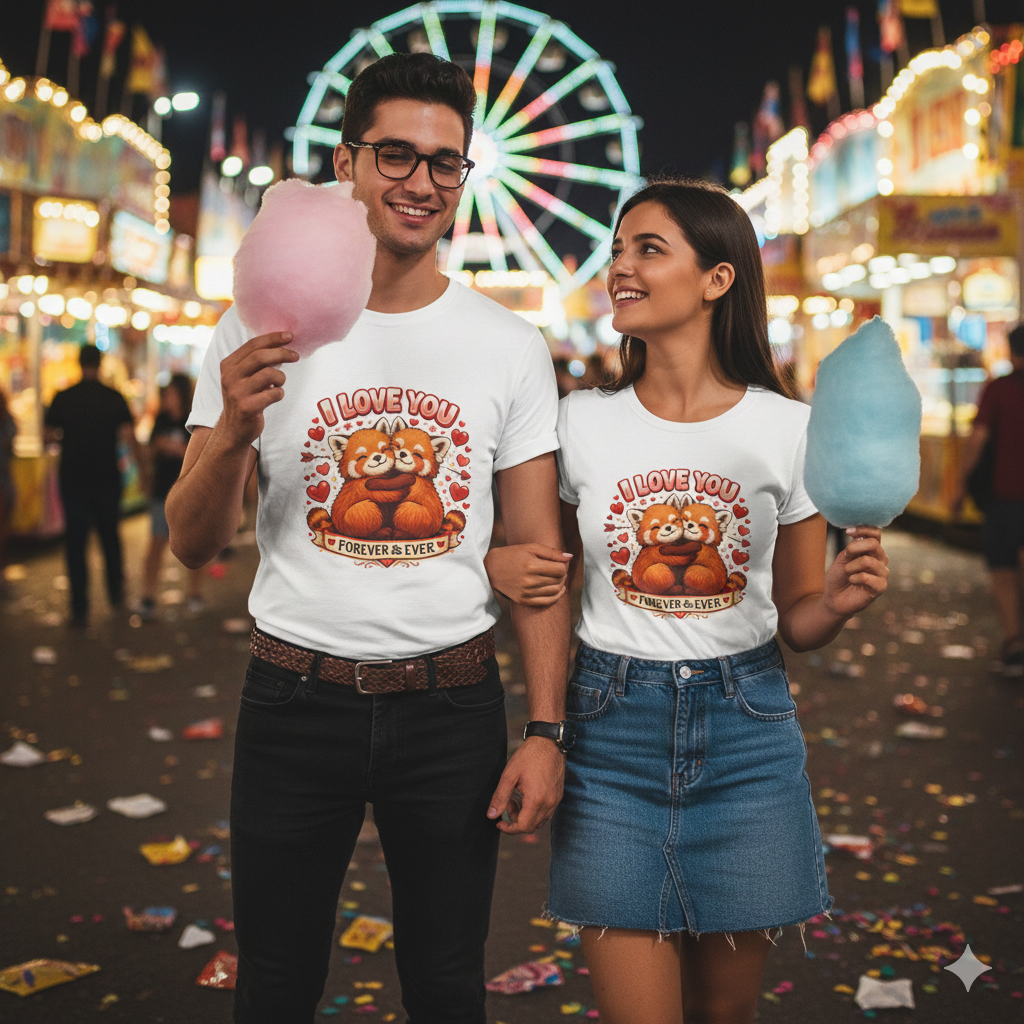 I Love You Forever & Ever Tee — Cute Red Panda Couples Valentine's Shirt
