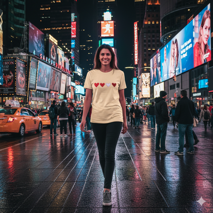 Valentine Hearts Graphic Tee — Minimal Red Heart Line Shirt
