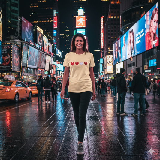 Valentine Hearts Graphic Tee — Minimal Red Heart Line Shirt