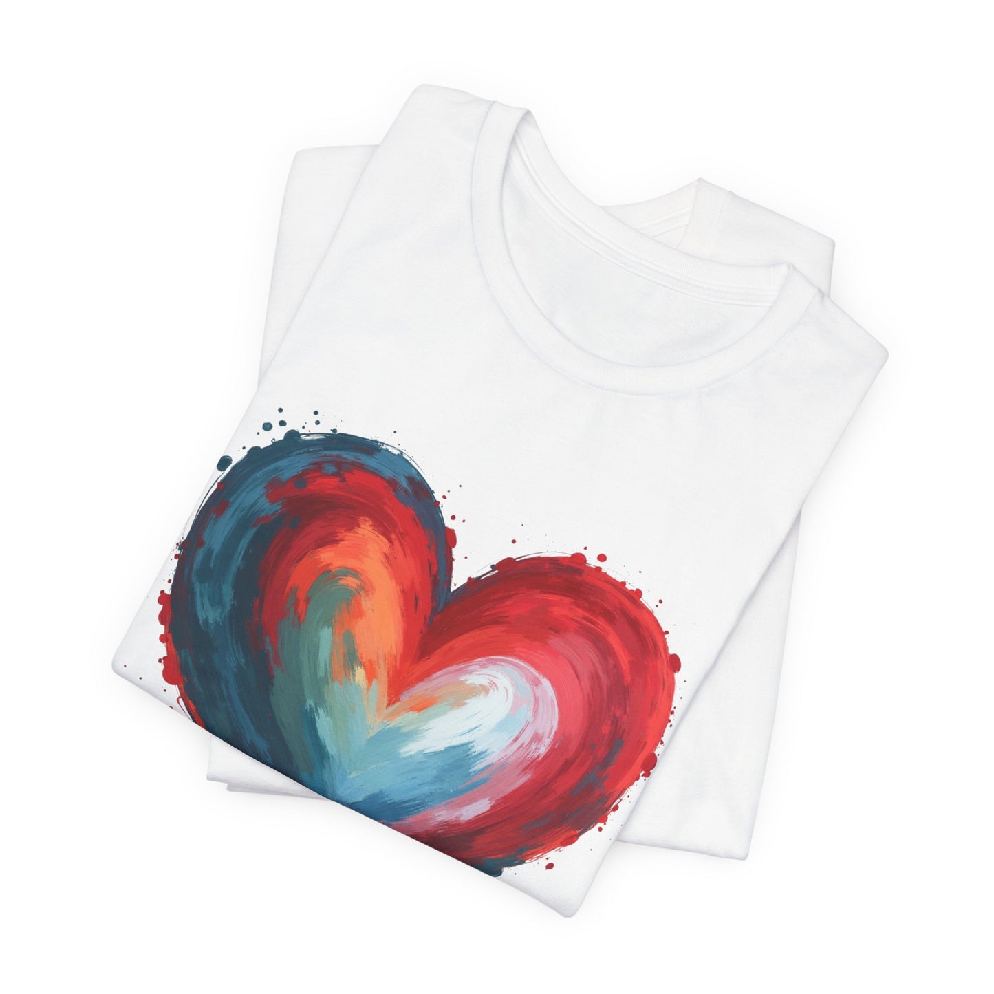 Watercolor Rainbow Heart T-Shirt — Colorful Painted Heart Tee for Valentine’s & Everyday