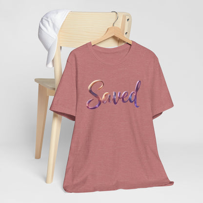 Saved Unisex Jersey Short Sleeve Tee, Inspirational T-Shirt, Christian Apparel, Casual Wear, Faith-Based Gift, Everyday Comfort