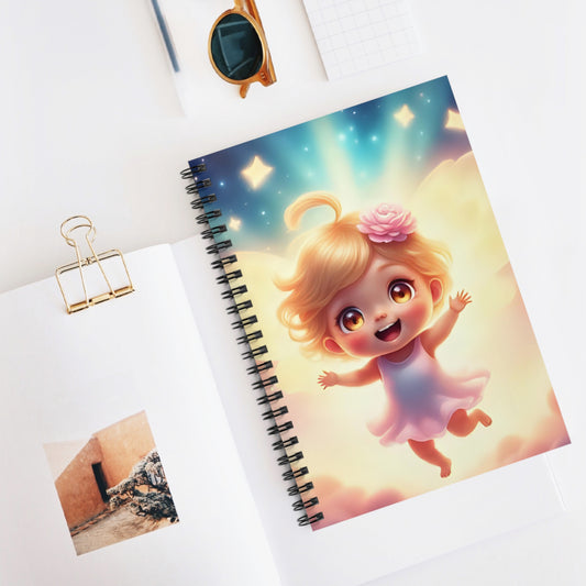 Whimsical Ruled Spiral Notebook for Kids, Cute Journal for School, Gift for Birthdays, Inspirational Note-taking, Art Stationery