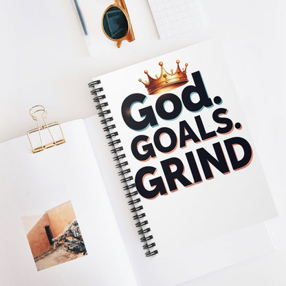 Inspirational Spiral Notebook - God. Goals. Grind. | Motivational Journal, Gift for Students, Goal Setters, Daily Planner, Office Supplies