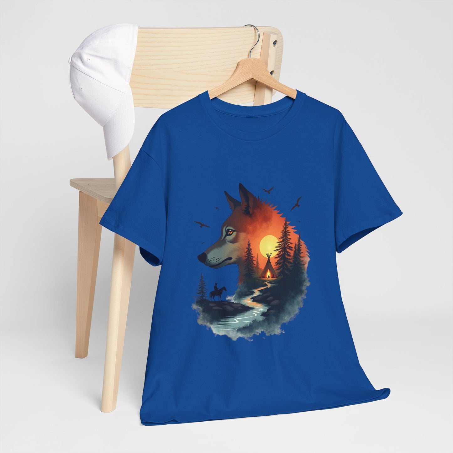 Wolf Sunset T-Shirt — Forest Silhouette Nature Graphic Tee