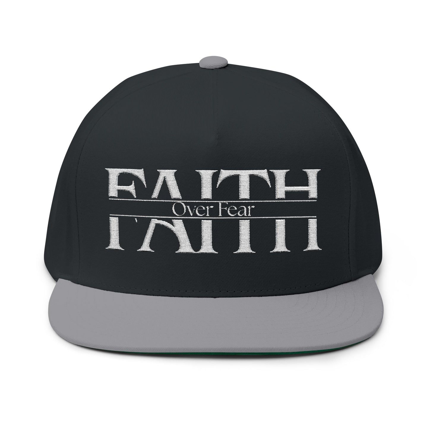 Faith Over Fear Embroidered Flat Bill Cap