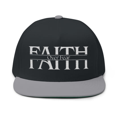 Faith Over Fear Embroidered Flat Bill Cap