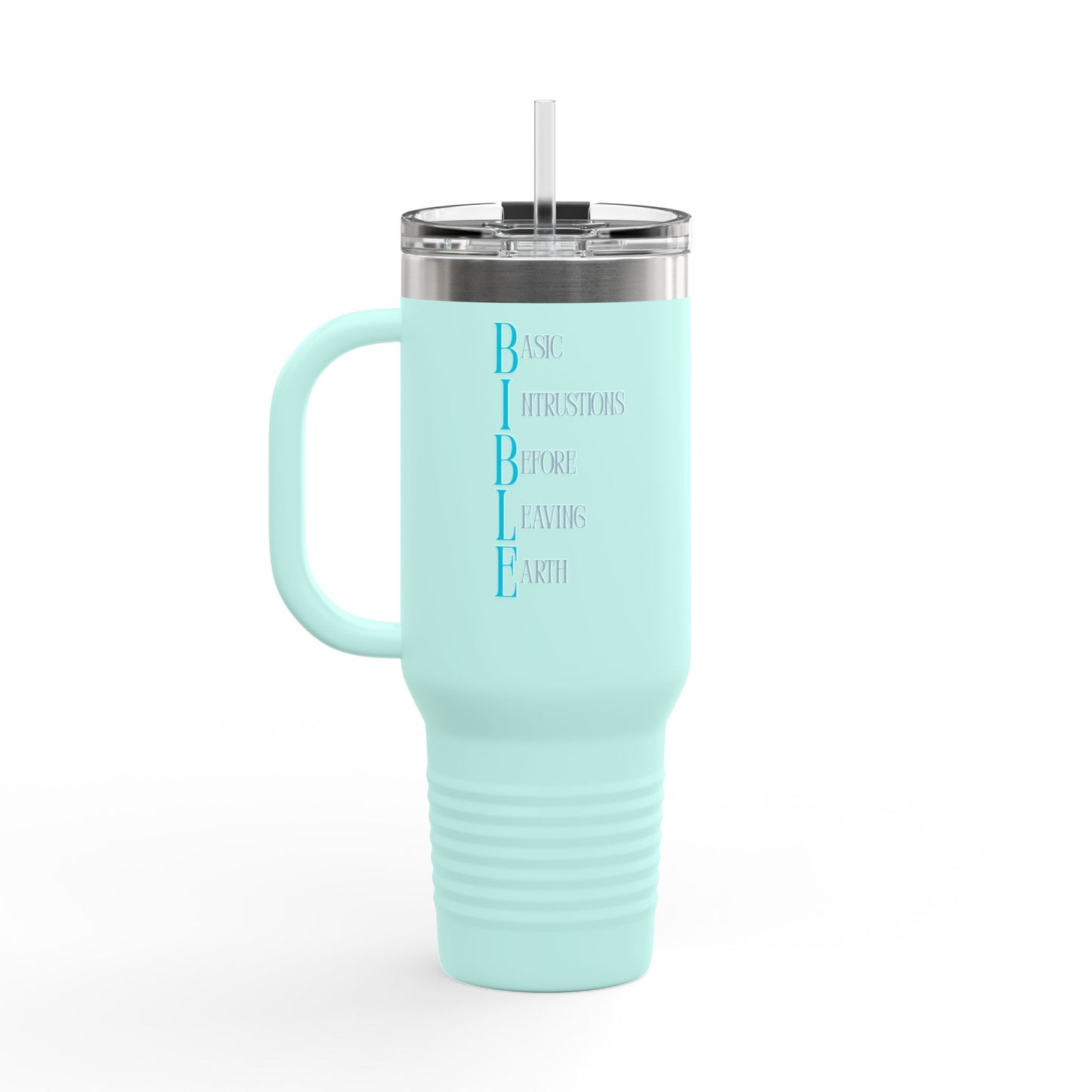 Inspirational, B.I.B.L.E. 40oz Insulated Travel Mug with Handle