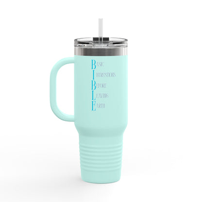 Inspirational, B.I.B.L.E. 40oz Insulated Travel Mug with Handle