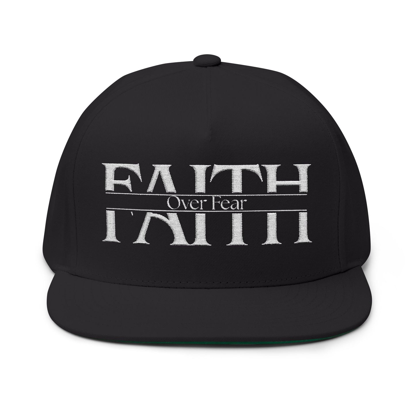 Faith Over Fear Embroidered Flat Bill Cap