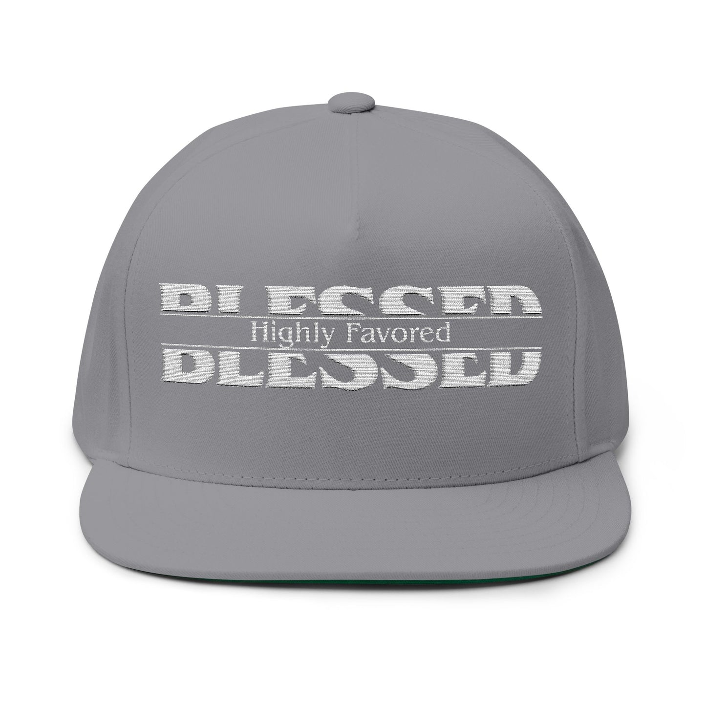 Blessed Flat Bill Cap — 'Highly Favored' Embroidered Snapback
