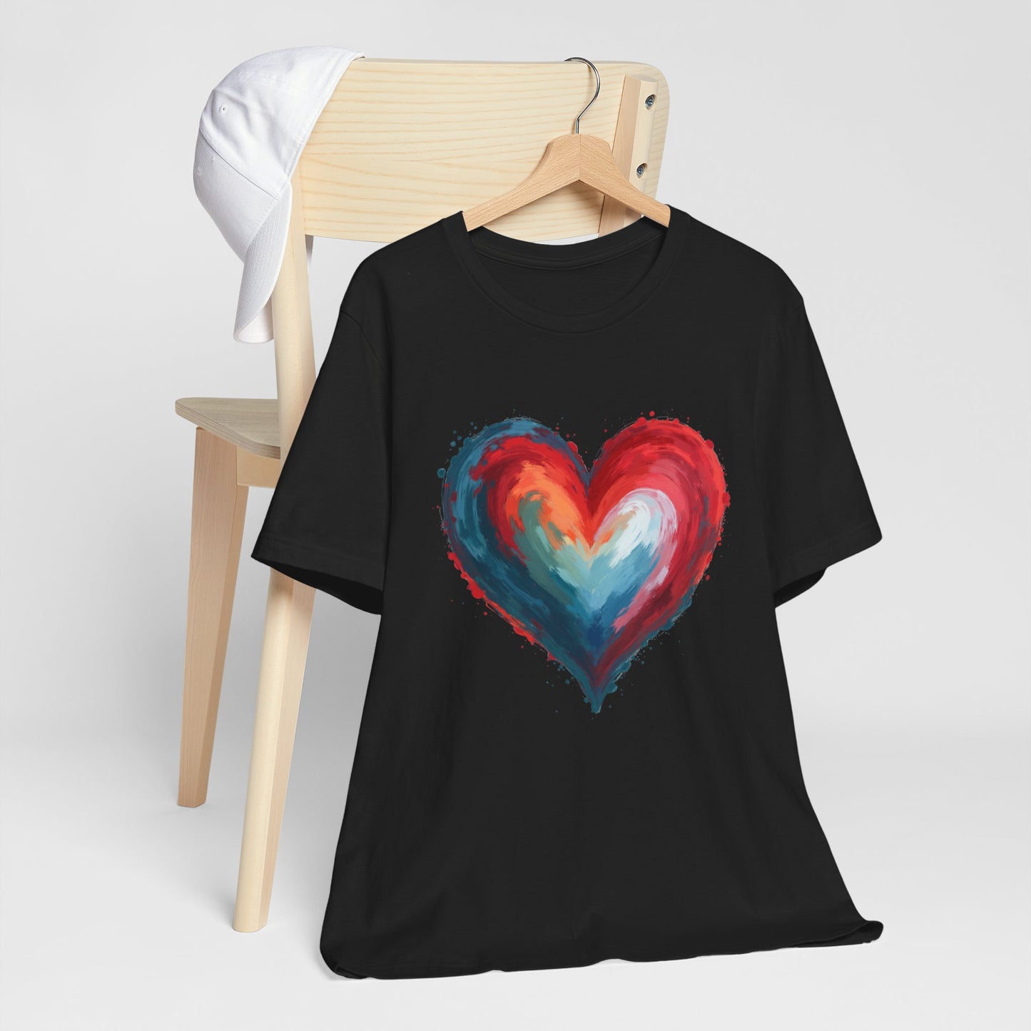 Watercolor Rainbow Heart T-Shirt — Colorful Painted Heart Tee for Valentine’s & Everyday