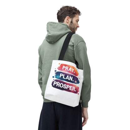 Inspirational Tote Bag - Pray Plan Prosper, Motivational Bag for Daily Use, Gift for Students, Teachers, and Friends