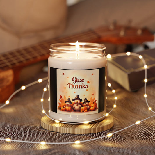 Thanksgiving Scented Soy Candle, Fall Decor, Autumn Gift, Cozy Home Fragrance, Holiday Season Decoration, Give Thanks Candle