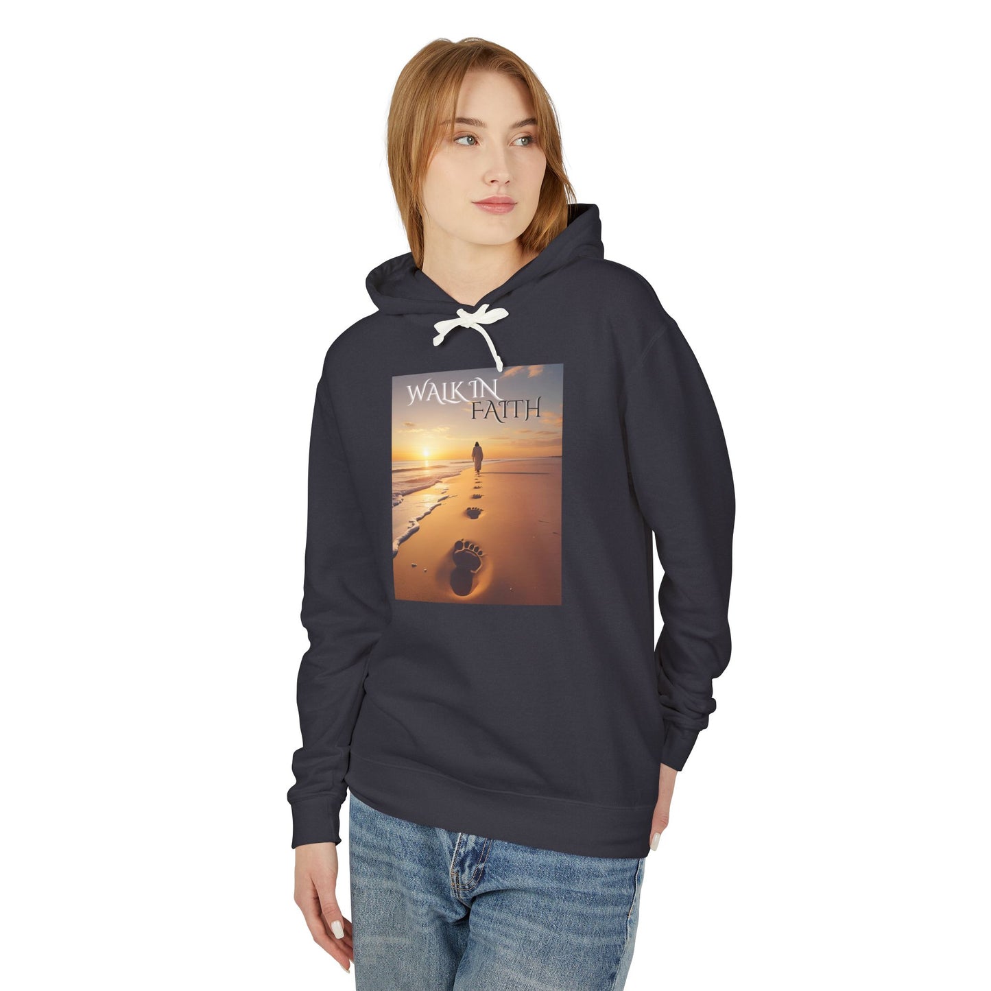 Unisex Lightweight Hooded Sweatshirt - "Walk in Faith" Inspirational Apparel, Gift for Friends, Motivational Hoodie, Spiritual Wear, [...]