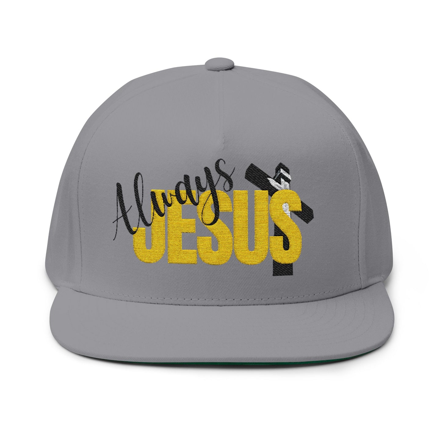 Always Jesus Embroidered Flat Bill Cap — Christian Snapback Hat