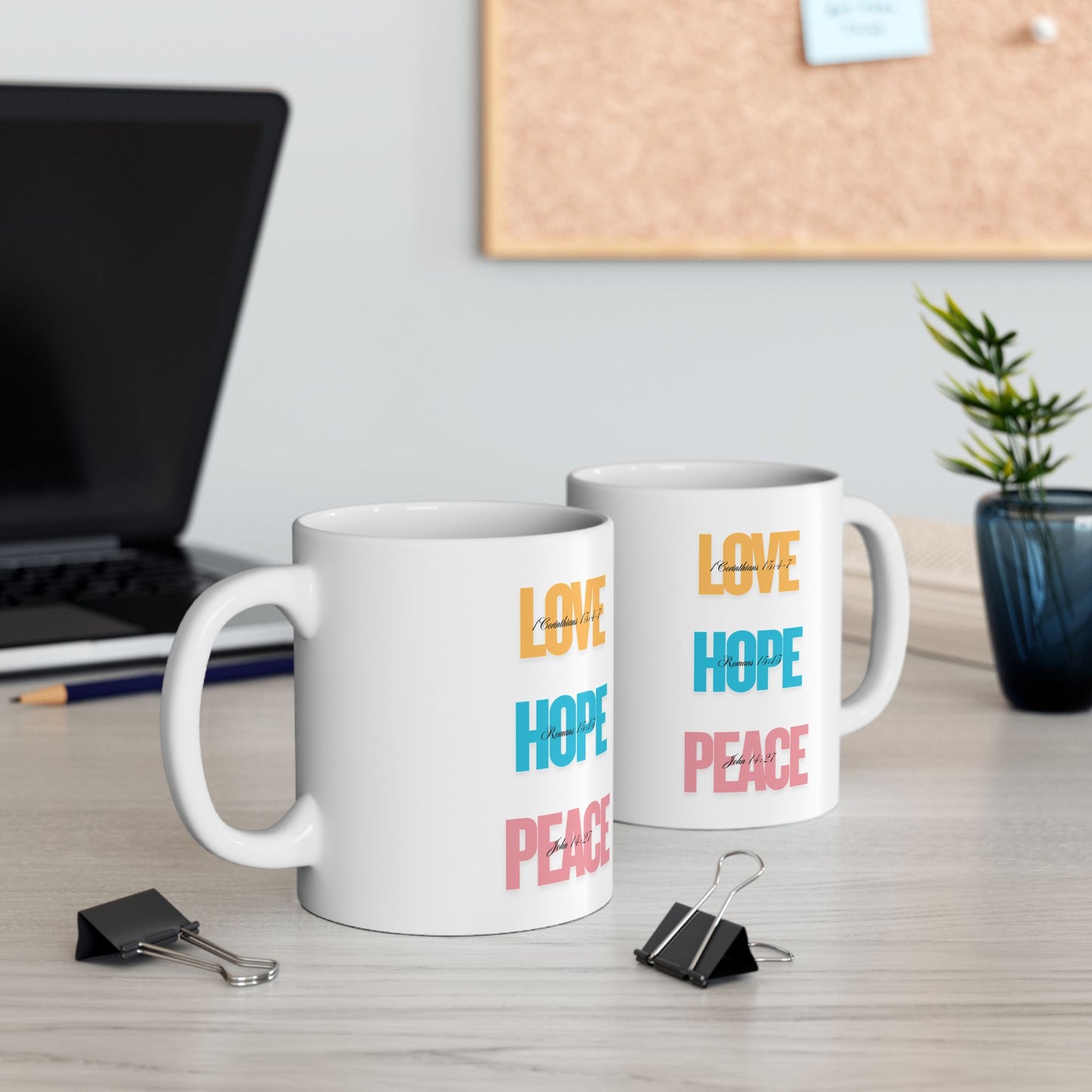 Inspirational Ceramic Mug - Hope, Love, Peace - Motivational Gift for Friends, Family, Coffee Lovers, Self-Care, Affirmation