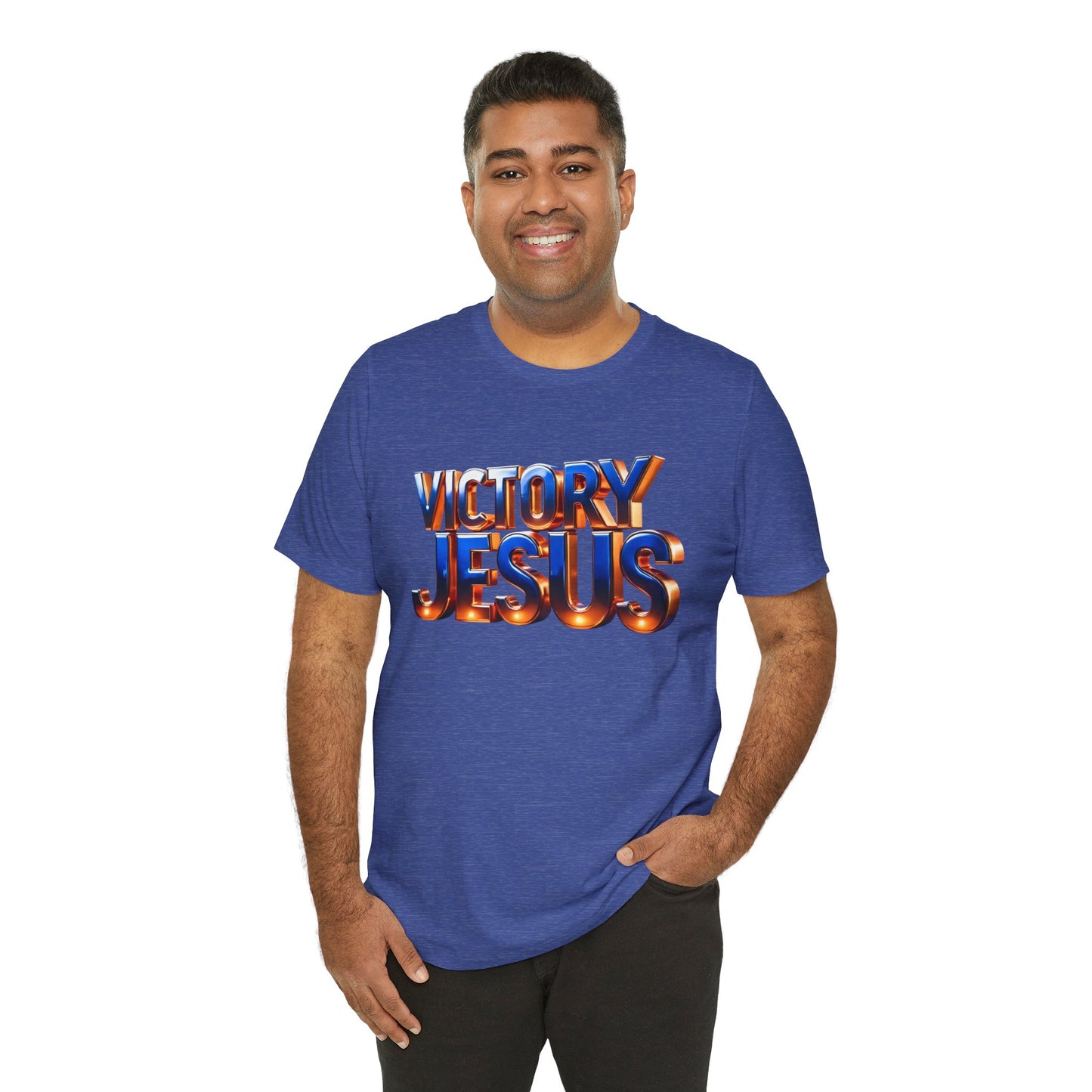 Victory Jesus Unisex Jersey Tee, Faith T-Shirt, Christian Apparel, Inspirational Gift, Spiritual Tee, Religious Style